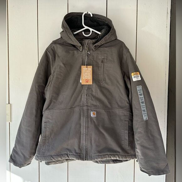 Carhartt Full Swing Washed Duck Sherpa Lined Jacket Gray XXL NWT - Picture 2 of 12